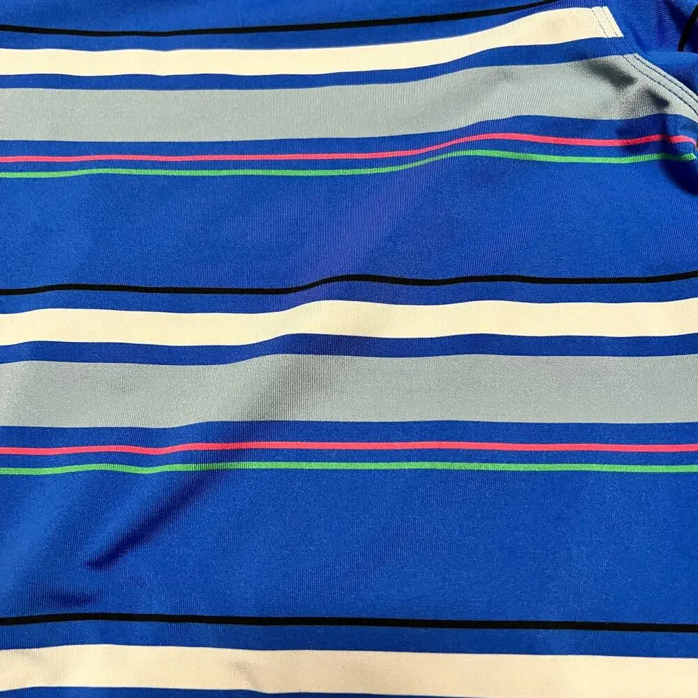 Nike Golf Polo Shirt Mens Large Blue Striped  Performance Dri Fit